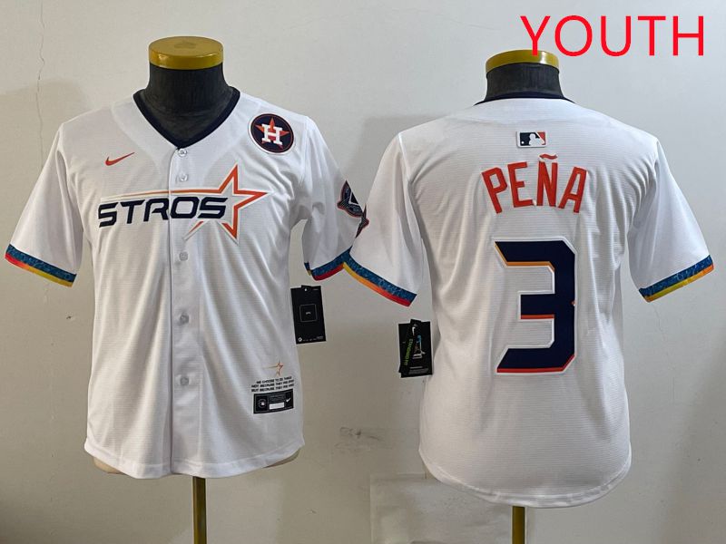 Youth Houston Astros 3 Pena White Fourth generation Joint Name 2025 Nike MLB Jersey style 9